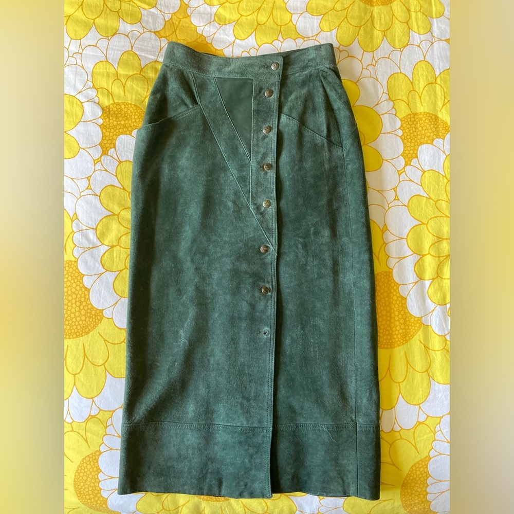 1970s Vintage Suede Pencil Skirt